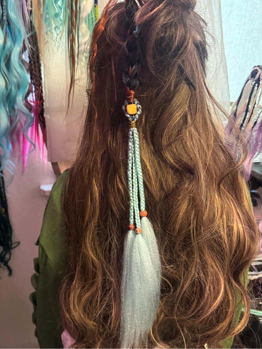 Bohemian Braided Hair Wrap Accessory with Turquoise Beads - Unbranded - Picture 7 of 10